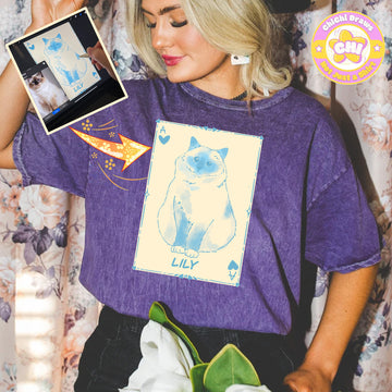 Custom Washed T-Shirt Water Color Your Pet Card (ColorTone)