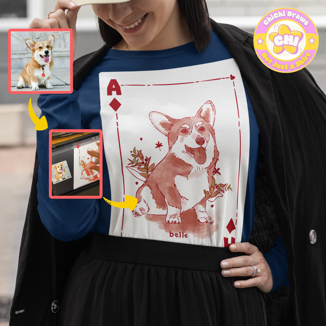 Custom Sweet Shirt Your Pet Water Color (Gildan 18000)