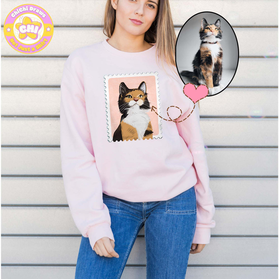 Custom Sweet Shirt Your Pet Stamps (Gildan 18000)