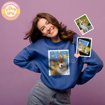 Custom Sweet Shirt Your Pet Stamps (Gildan 18000)