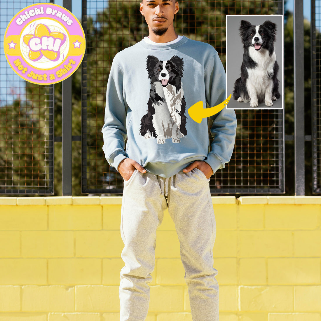 Custom Sweet Shirt Your Pet Illustrator (Gildan 18000)