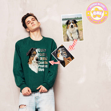Custom Sweet Shirt Your Pet Haft Face (Gildan 18000)