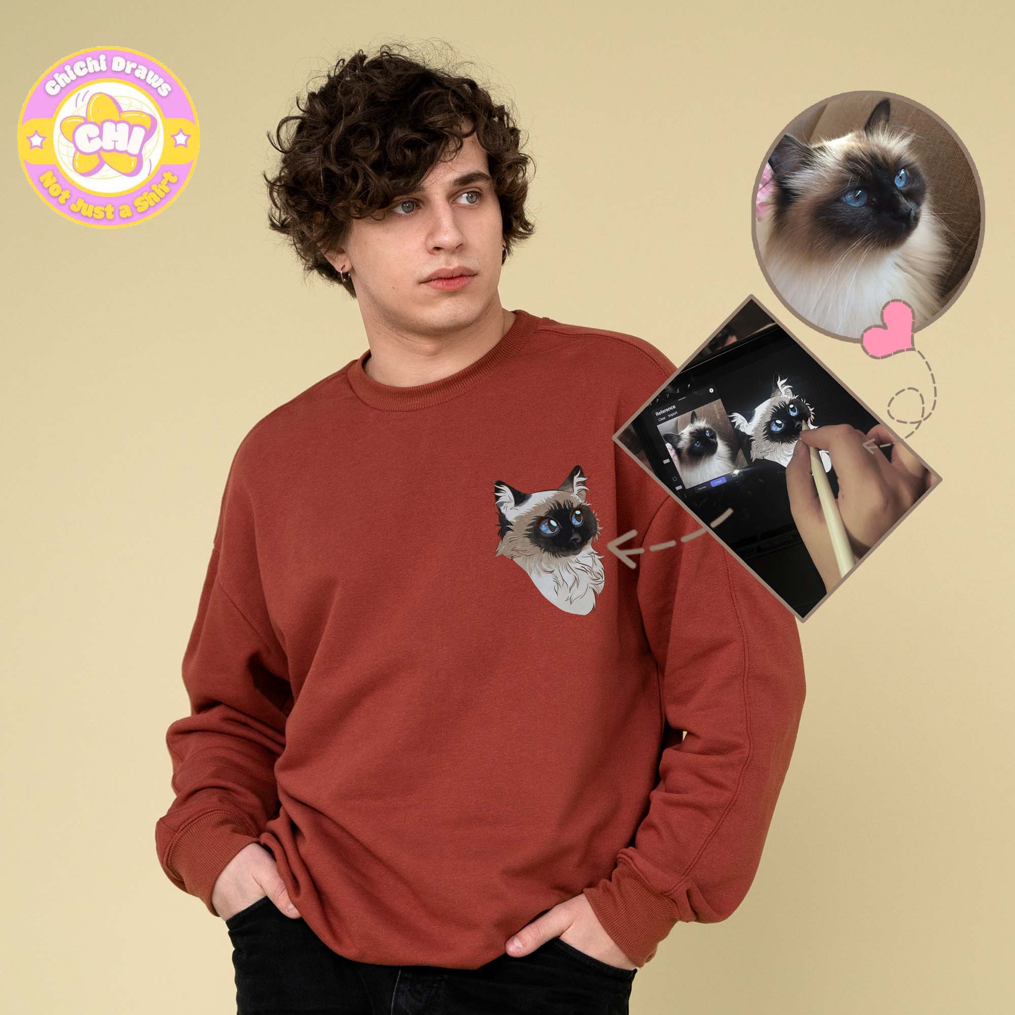 Custom Sweet Shirt Your Pet Anime Head (Gildan 18000)