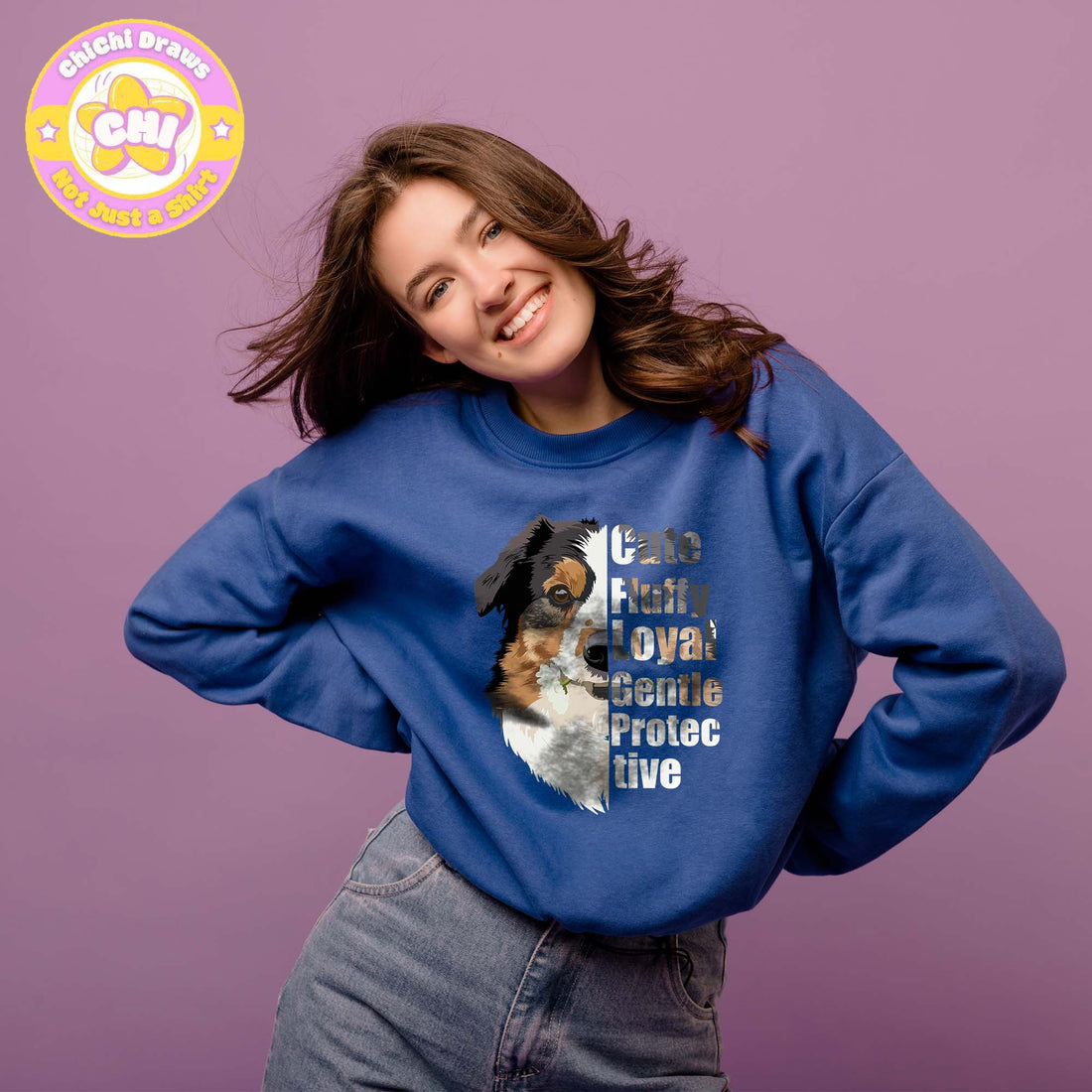 Custom Sweet Shirt Your Pet Haft Face (Gildan 18000)