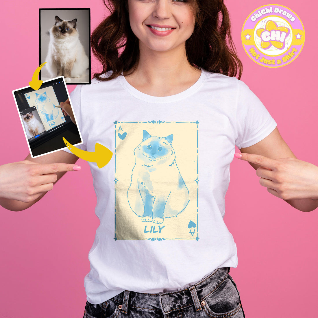Custom T-Shirt Water Color Your Pet Card (Comfort Color 1717)